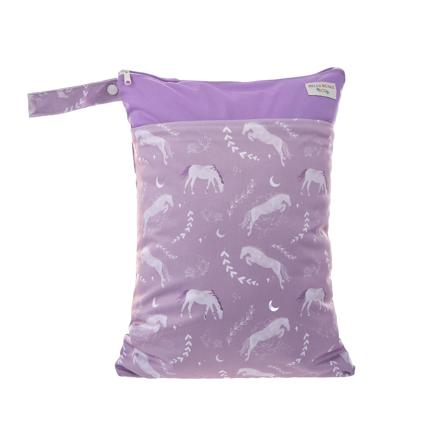 Medium wet bag with a pink horse print.